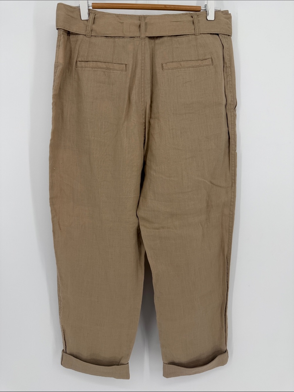 Lauren Ralph Lauren 100% Linen Tie Waist Pants Tan Relaxed Size 6 Resortwear - Picture 4 of 6